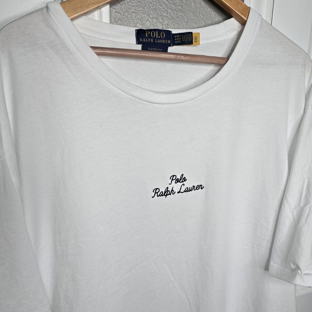 Polo Ralph Lauren Shirt Mens 4XLT White Chain Stitch Short Sleeve Tee Basic
